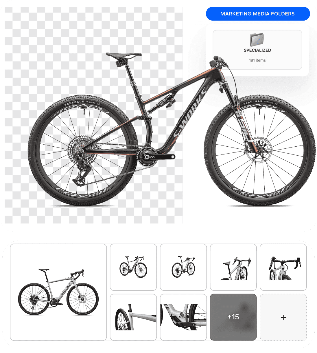 Bike product gallery with marketing materials
