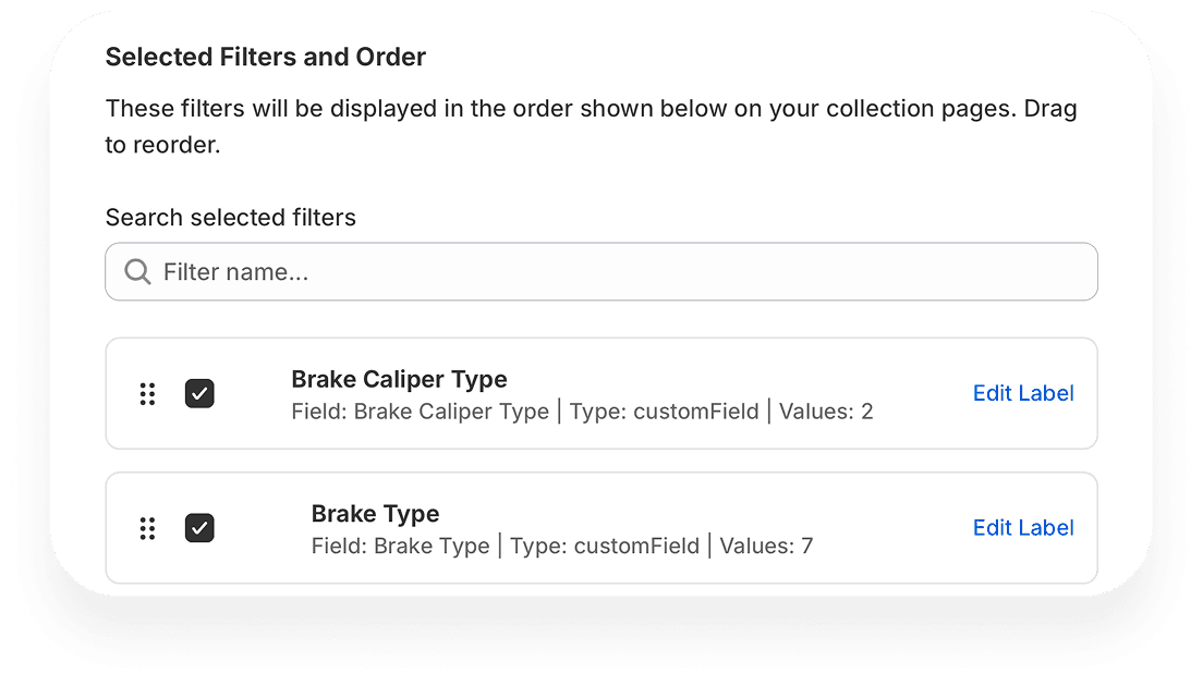 Advanced filter and order rules interface