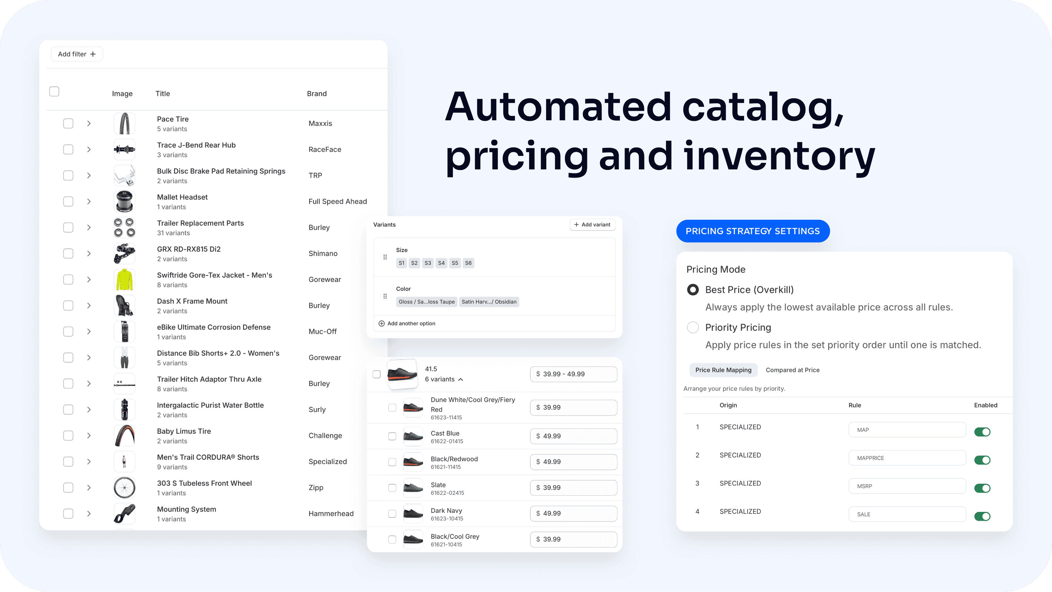 Automated catalog, pricing and inventory