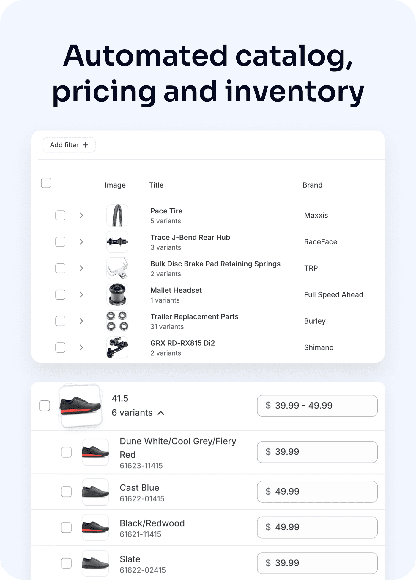 Automated catalog, pricing and inventory